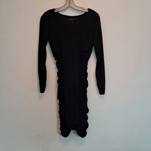 BCBGMAXAZRIA Dress Women's Small S Black Ruched Evening Formal Stretch Modest